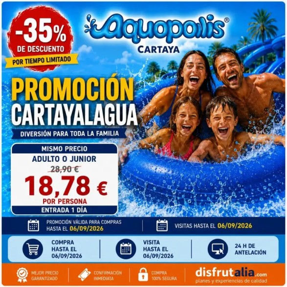 Entradas Aquopolis Cartaya 18,78 € Descuento 35%