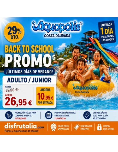 Entradas Aquopolis La Pineda Salou 26,95 € Descuento 29%