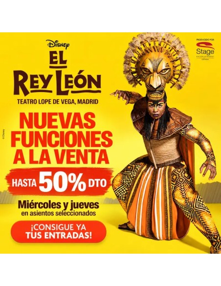 El Rey León Madrid 2026 entradas desde 27€ Descuento 50%
