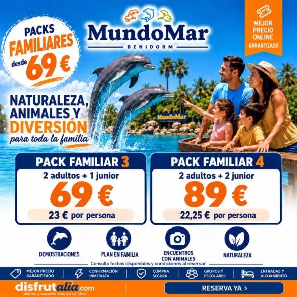 Entradas Mundomar Benidorm desde 22€ 16% Descuento